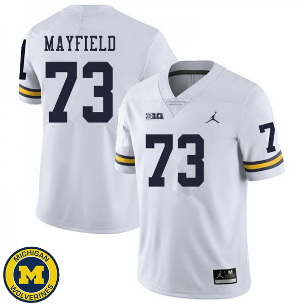 Men's Michigan Wolverines #73 Jalen Mayfield White Player Football Jersey